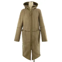 ザラ ベーシック ZARA BASIC リバーシブルコート ロング フェイクムートン ボア フード ベージュ系 M ■GY35