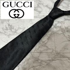 GUCCI ネクタイ ソリッド レジメンタル ブラック - メルカリ