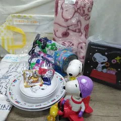 キャラクターグッズ「スヌーピー」がいっぱい！♡収納ケース、トートバッグ、ひざ掛け、ペットボトルカバーその他 長期間保管品 W900