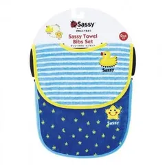 Sassyのあかちゃんえほん サッシー タオルビブ2P ブルー×ネイビー SD-1152