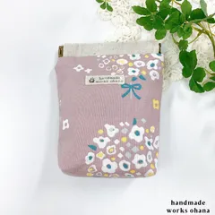ピンク花柄✳︎バネポーチ
