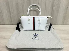 タグ・保存袋付き◆A.D.M.J. レザー 2wayバッグ トートバッグ ボストンバッグ トリコロールカラー ホワイト 革製 横幅約36cmのサムネイル