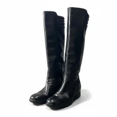 2d23 PRADA SPORT プラダスポーツ ロングブーツ レザーブーツ サイドジップ サイズ36 ブラック レディース 女性靴k02iのサムネイル