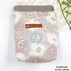 ベージュ花柄✳︎バネポーチ