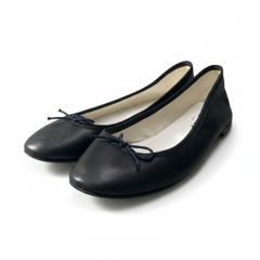 1d23 Repetto flat ballet shoes, ballerina style, ribbon detail, leather, made in France, size 39 1/2, black, women's shoes k02i