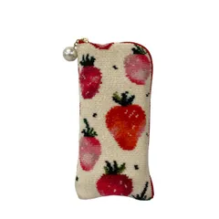 FEILER(フェイラー) メガネケース - アイボリー×ボルドー×マルチ イチゴ柄