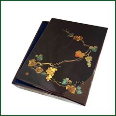 中古美品○折笠漆器店○会津塗 文箱 葡萄 平文庫 和小物 伝統工芸品