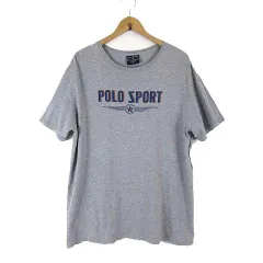 ポロスポーツ POLO SPORT ラルフローレン RALPH LAUREN 90’S ヴィンテージ Tシャツ 半袖 ロゴ プリント 希少 L 杢 グレー ホンジュラス製 レア 90年代