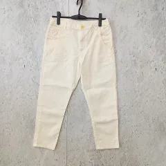 bulle de savon ビュルデサボン クロップド パンツ テーパードパンツ リネン混 麻混 無地 カジュアル ホワイト Mサイズ ◎、〇□☆のサムネイル