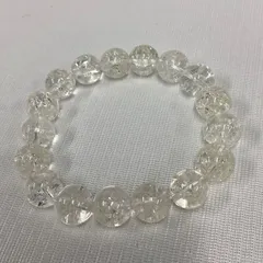天然石　クラック水晶　ブレスレット　ゴムタイプ　12〜13ミリ珠17珠使用　W865