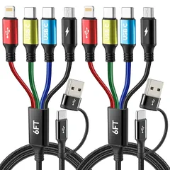 【新品】 Minlu【2本セット 1.8m】iphone 充電ケーブル タイプc 6in1 アイフォン 充電ケーブル 充電器 3in1 usb a c 変換 usb-c*2/lightning/micro usb iPhone 17 16 15 14 Pr 1