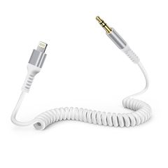 [Brand New] Ocbuo Lightning Earphone Cable iPhone AUX Conversion Cable, Coiled, 0.3-1.2m Adjustable, Lightning Stereo Cable, iPhone Audio Cable, Car Coiled AUX Cord, Earphone Jack Converter, Headphones 0