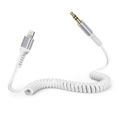 【新品】 Ocbuo ライトニング イヤホンケーブル iPhone aux 変換ケーブル コイル式で 0.3～1.2ｍ伸縮自由 lightning ステレオケーブル iPhone オーディオケーブル 車カールAUX コード イヤホンジャック変換 ヘッドホン 0
