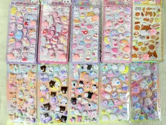 3Dぷっくりシール 10枚セット 立体ステッカー かわいい動物 韓国風 デコシール 手帳 ノート DIY コラージュ ごほうびシール 大量 まとめ売り 人気 子供 プレゼント ランダムセット