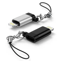 【新品】 BIOONIS タイプc ライトニング 変換アダプタ 防紛失ストラップ付 typec lightningアダプタ 2個セット 27W PD急速充電/480Mbps転送対応 アルミ合金製 lightning usb-c 変換アダプタ USB-C iPh