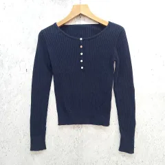 ITEMS URBANRESEARCH アイテムズ アーバンリサーチ リブニット ヘンリーネック オンラインストア限定 ネイビー Fサイズ ◎、◇〇