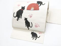 名古屋帯 猫 足跡 蝶 市松模様 ピンク系 一斤染色 美品 - メルカリ