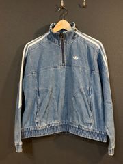 完売品 NiziUミイヒ着用モデル adidas ハーフジップデニムトップ