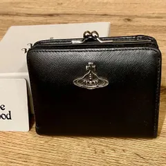 【購入証明書あり】Vivienne Westwood ヴィヴィアンウエストウッド 二つ折りがま口財布 レザー黒ブラック