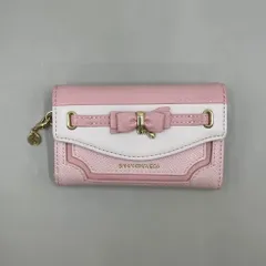 美品　Samantha Vega　サマンサヴェガ　キーケース　5連　フロントリボンベルト　チャーム　ゴールド金具　バイカラー　レザー　ピンク　白　ホワイト