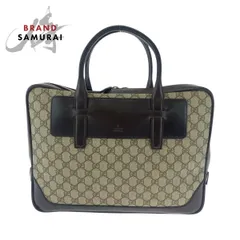 美品 GUCCI グッチ ベージュ ブラウン シルバー金具 GGスプリームキャンバス/レザー 101666 ビジネスバッグ ブリーフケース メンズ 503108【中古】