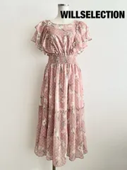 【新品】WILLSELECTION　ウィルセレクション　フラワープリントドットシフォンワンピース　2023年製　Mサイズ　くすみピンク系　ペチコート付属　ロング　綺麗め　送料込み　6466311のサムネイル