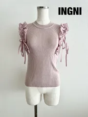 【新品　2025年製】INGNI　イング シアーフリルノースリニット　Mサイズ　くすみピンク　上品　可愛い　綺麗め　おしゃれ　お出掛け　送料込み　6466307