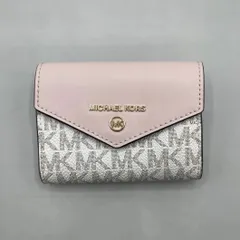 極美品　MICHAEL KORS　マイケルコース　キーケース　6連　コインケース　小銭入れ　ゴールド金具　MKロゴ　PVC レザー　ピンク　白　ホワイト