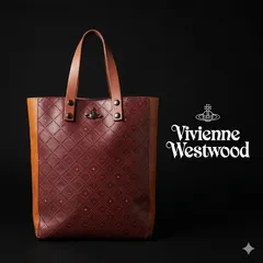 ヴィヴィアンウエストウッド トートバッグ レザー オーブロゴ ボルドー ブラウン A4収納可  Vivienne Westwood