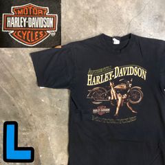 USA製 ハーレーダビッドソン Tシャツ XL 墨黒 BEEFY 星条旗 03年 