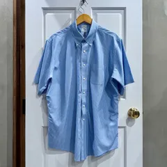 Brooks Brothers 半袖シャツ ストライプ ブルー メンズXL相当 17 34/35 ボタンダウン