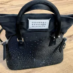 【希少モデル】MAISON MARGIELA メゾンマルジェラ５ACハンドバッグショルダー黒ブラック スワロフスキークリスタル