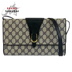 美品 GUCCI グッチ ヴィンテージ グレー ネイビー ゴールド金具 GGスプリームキャンバス ショルダーバッグ ポシェット レディース 601366【中古】