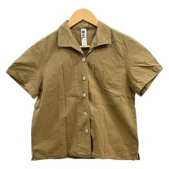 ☆日本製 MHL コットンリネン 半袖 ラウンドカラー シャツ ブラウス