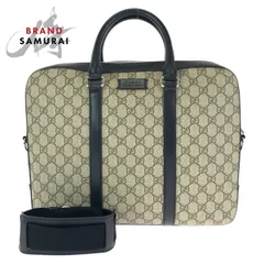 美品 GUCCI グッチ 2way ベージュ ブラック シルバー金具 GGスプリームキャンバス/レザー 450944 ビジネスバッグ ブリーフケース 601382【中古】