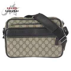 美品 GUCCI グッチ ベージュ ダークブラウン ガンメタ金具 GGスプリームキャンバス/レザー 114531 ショルダーバッグ 601513【中古】
