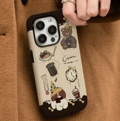 iPhone17Pro / 17ProMax / 16Pro / 16ProMax / 15 / 14 / 13ProMax対応 全面保護ケース かわいい落書き風デザイン スマホケース