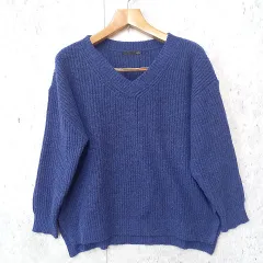 Heather ヘザー Vネック ニット セーター リラックス  ブルー Fサイズ ◎_◇〇
