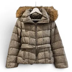 Max Mara WEEKEND LINE マックスマーラウィークエンドライン レオパードダウンジャケット サイズ36 ブラック×ブラウン×ベージュ NO 54862403 ショート丈 ベルト フード付 レディース 冬 ゴーゴー古着久喜倉庫店 草3964のサムネイル