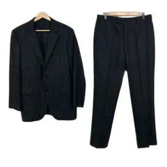 Burberry LONDON(バーバリーロンドン) シングルスーツ メンズ美品  - 黒×ライトブルー ストライプ