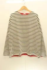 【中古】 ORCIVAL メンズカットソー -- フリースライニング コットンロード ボーダー バスクシャツ ORCIVAL -- 白 ホワイト 紺 ネイビー ボーダー