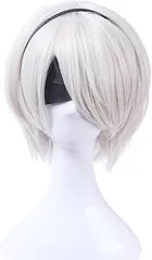 NSPSTT ショートヘア ボブ 白 シルバー 耐熱 ウィッグ コスプレウィッグ