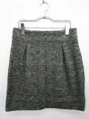 バナナリパブリック BANANA REPUBLIC スカート ミニ 台形 チェック ウール 4 グレー