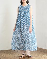 ツハルバイサマンサモスモス 花モチーフ柄ブロックプリント ワンピース