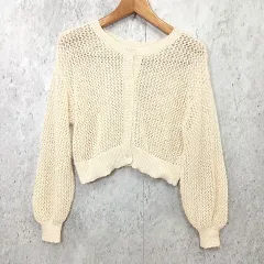 RETRO GIRL レトロガール カーディガン 前後2WAY メッシュ ニット トップス オフホワイト Fサイズ ◎、〇□