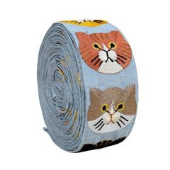 インド刺繍リボン ♡くねっとねこちゃん ♡水色 1,5m - メルカリ