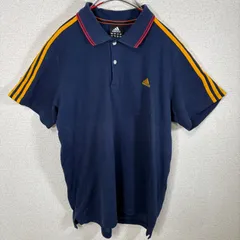 アディダス ポロシャツ L ネイビー 3ライン ロゴ刺繍 半袖 スポーツ