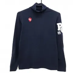 パーリーゲイツ 長袖ハイネックシャツ ネイビー ロゴプリント レディース 1(M) ゴルフウェア PEARLY GATES
