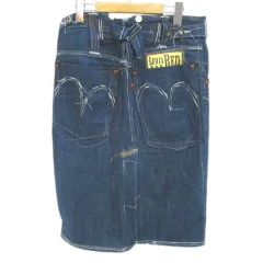 リーバイスレッド Levi's RED WPL-423  ヴィンテージ スカート デニムスカート スカート ボタンフライ XS 紺系 ネイビー トルコ製 刺繍 スリットのサムネイル