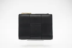 ★3日以内返品可★  BOTTEGAVENETA ボッテガヴェネタ イントレチャート大 ラムスキン カセット スモール 二つ折りウォレット 742698 二つ折り財布 ブラック ラムスキン レディース
